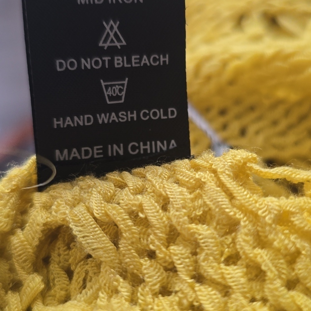 NWT Pretty Angel Yellow Poncho with Lacy Knit and V-Neck.  Now On Sale  Was $35 - Picture 3 of 6